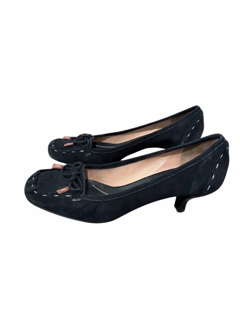 Kate Spade Laney‎ Kitten Heel Pumps Black Suede Bow Toe Size 8.5